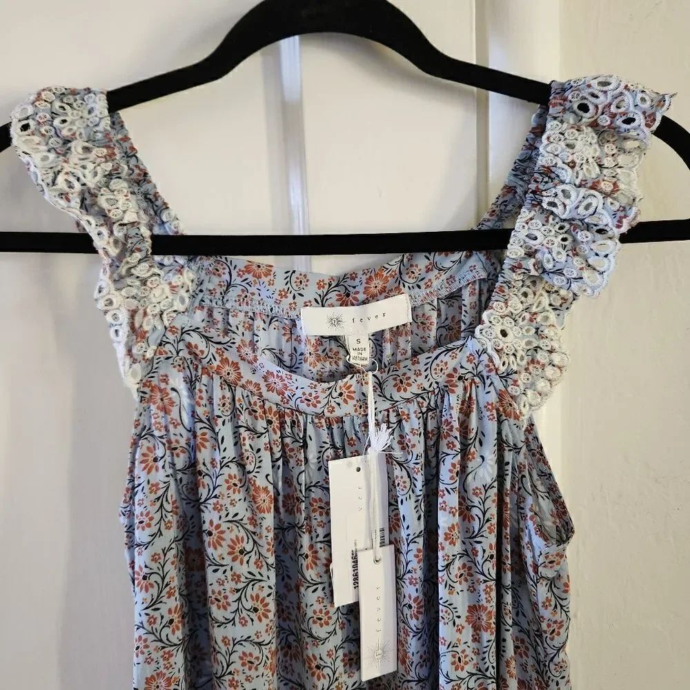 Fever Printed Off The Shoulder Rayon Tank Top Size Small - Picture 3 of 8